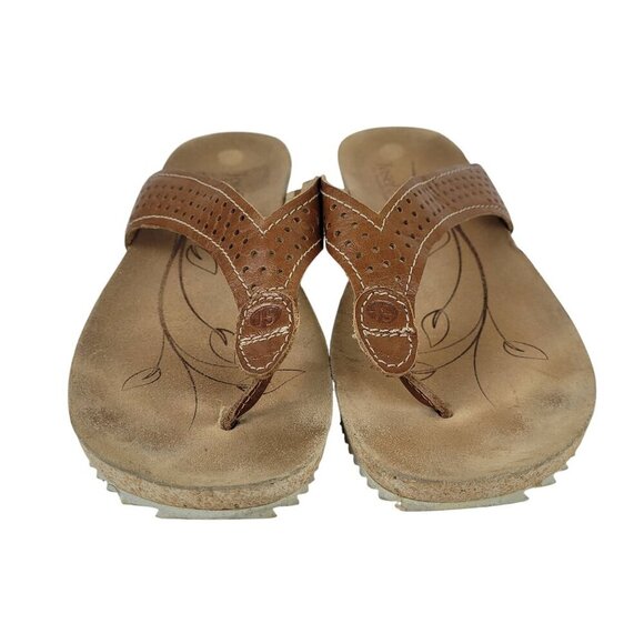 Josef Seibel Sandals Angie Wedge Thong Brown Perforated Leather Size 6 - Picture 9 of 9